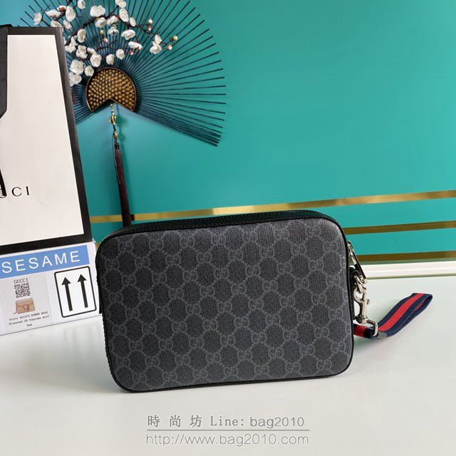 Gucci古馳包包 G家新款手包 495562 古奇黑色GG印花男士手拿包 gdj1461